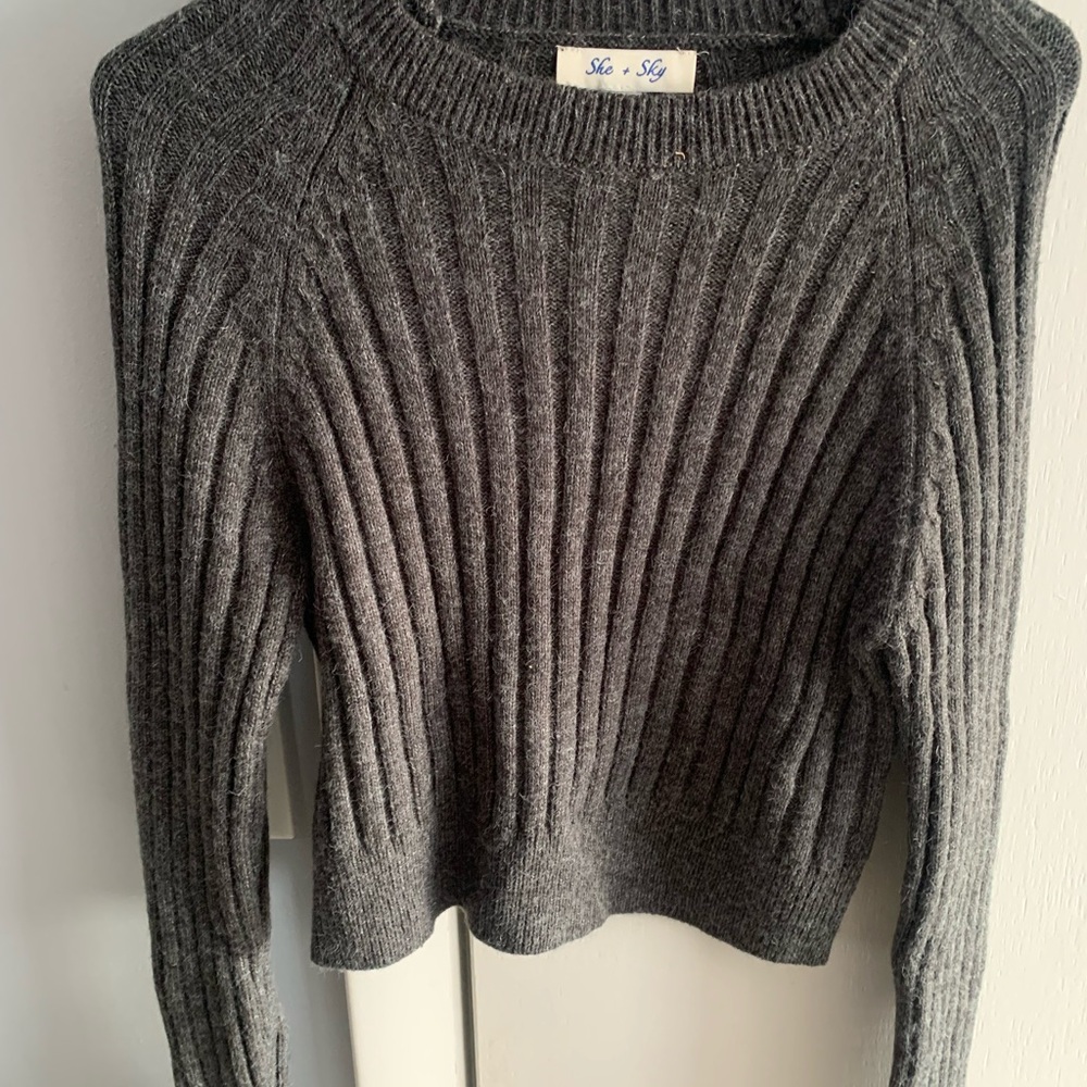 Gray Ribbed Women's Sweater